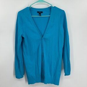Gap Womens Small‎ Bright Blue V-Neck Button Front Long Sleeve Knit Cardigan
